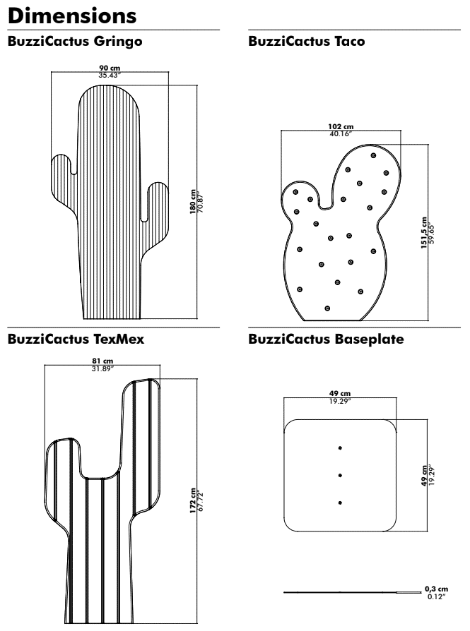 BuzziCactus-afmetingen