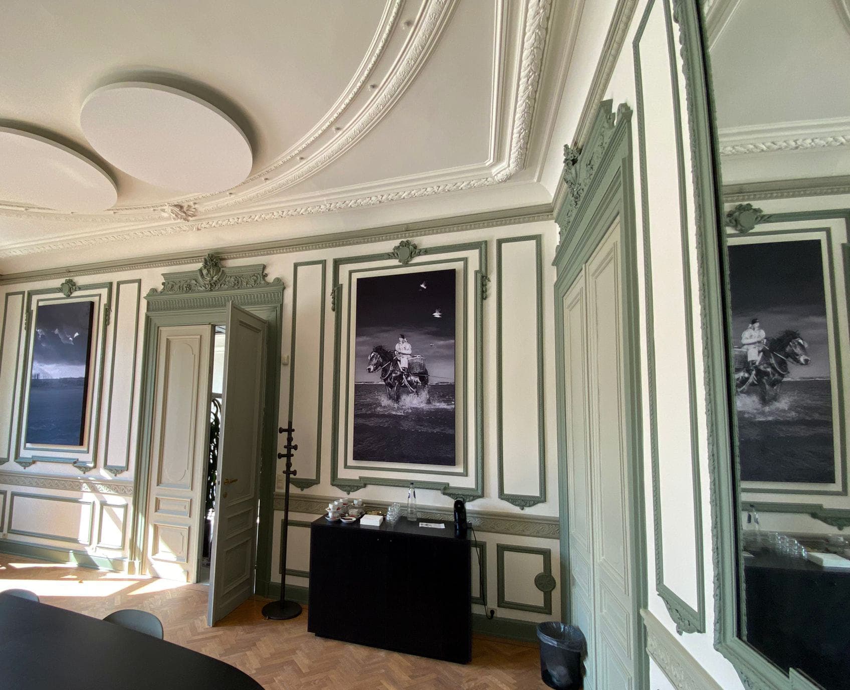 Zwart wit fotopanelen en ronde plafondeilanden